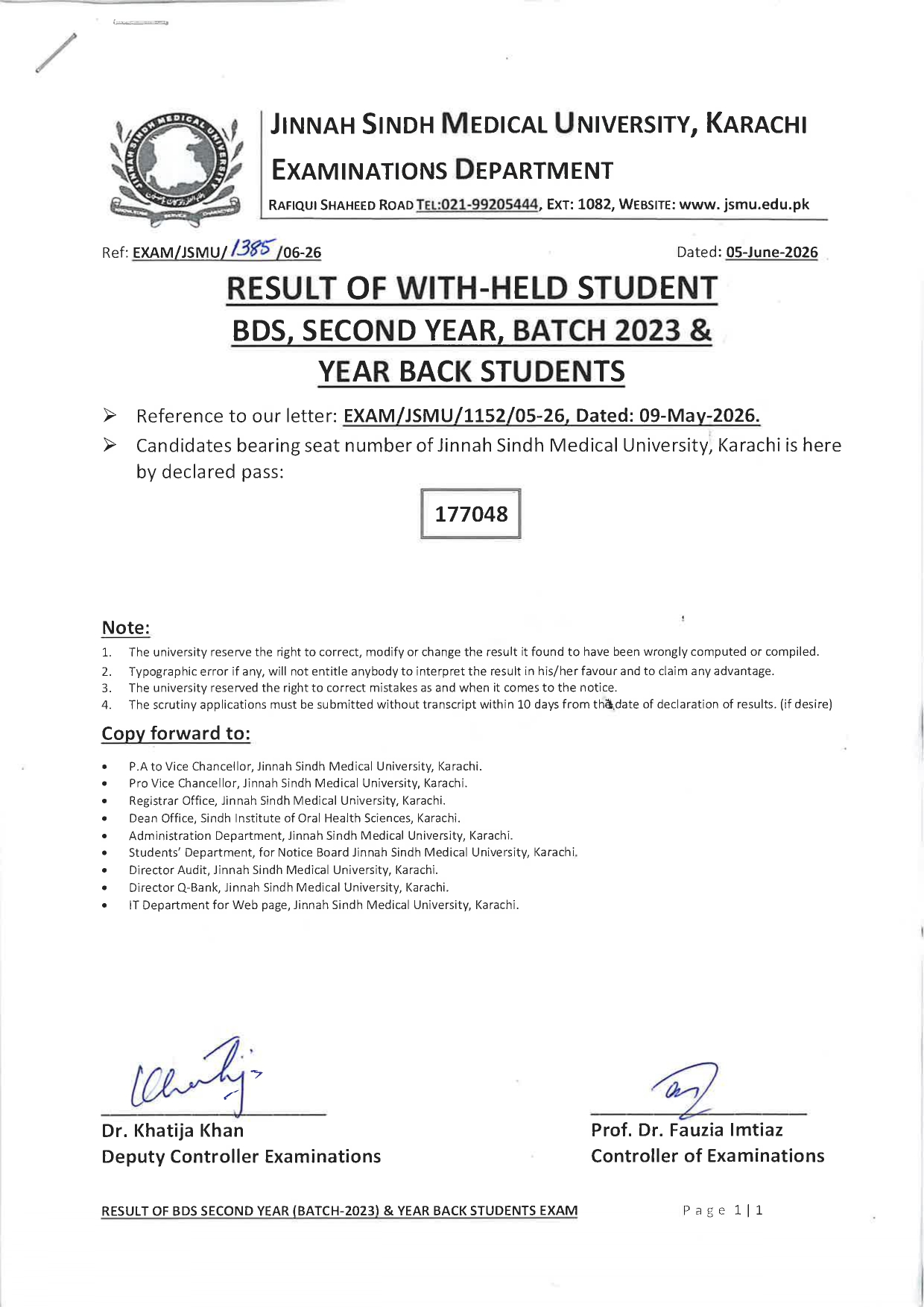 JSMU Unveils Result 2026 for BDS 2nd Year Batch 2023 & YB Exams