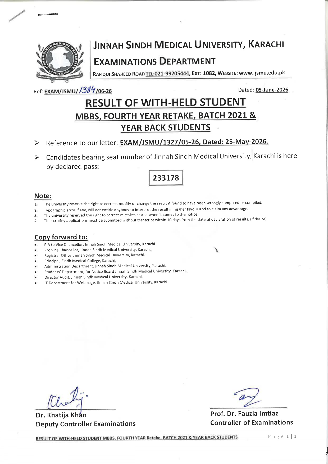 JSMU Releases MBBS 4th Year Retake Exam Results 2026 Update